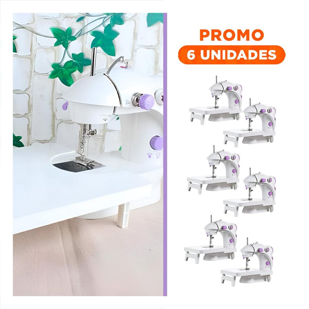 Pack6 Maquina de Coser con Toques Morados y Mesa Portatil Blanco Practica