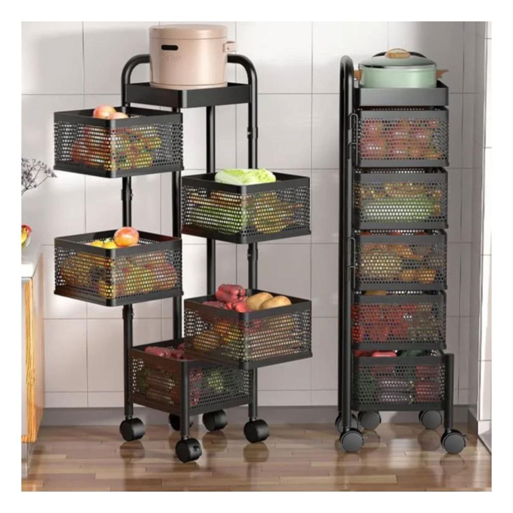 Anaquel Cuadrado de Cinco Niveles con Llantas para Orden Practico