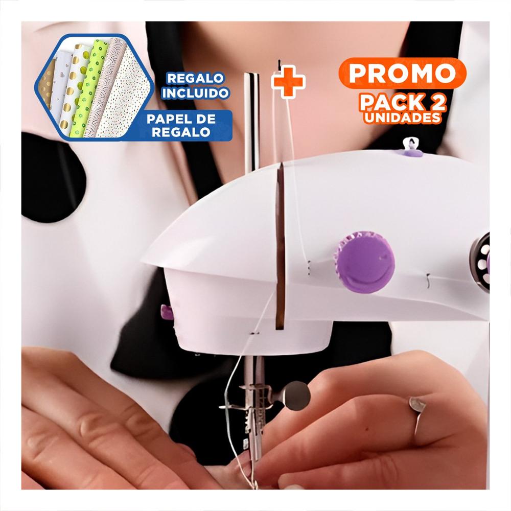 Pack2 Equipo de Coser con Toques Morados y Mesa Portatil Blanco Comodo Y+Papel Regalo