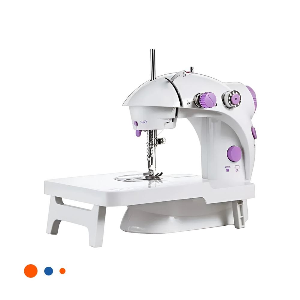 Cosedora Blanco de Coser con Mesa Portatil y Detalles Morados Finos Y+Papel Regalo