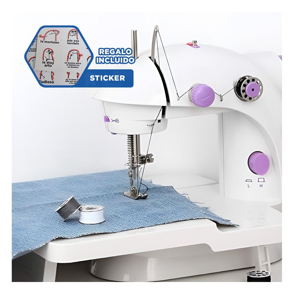 Cosedora de Coser con Mesa Portatil Morado y Acabado Blanco Pulcro Y+Regalo Sticker
