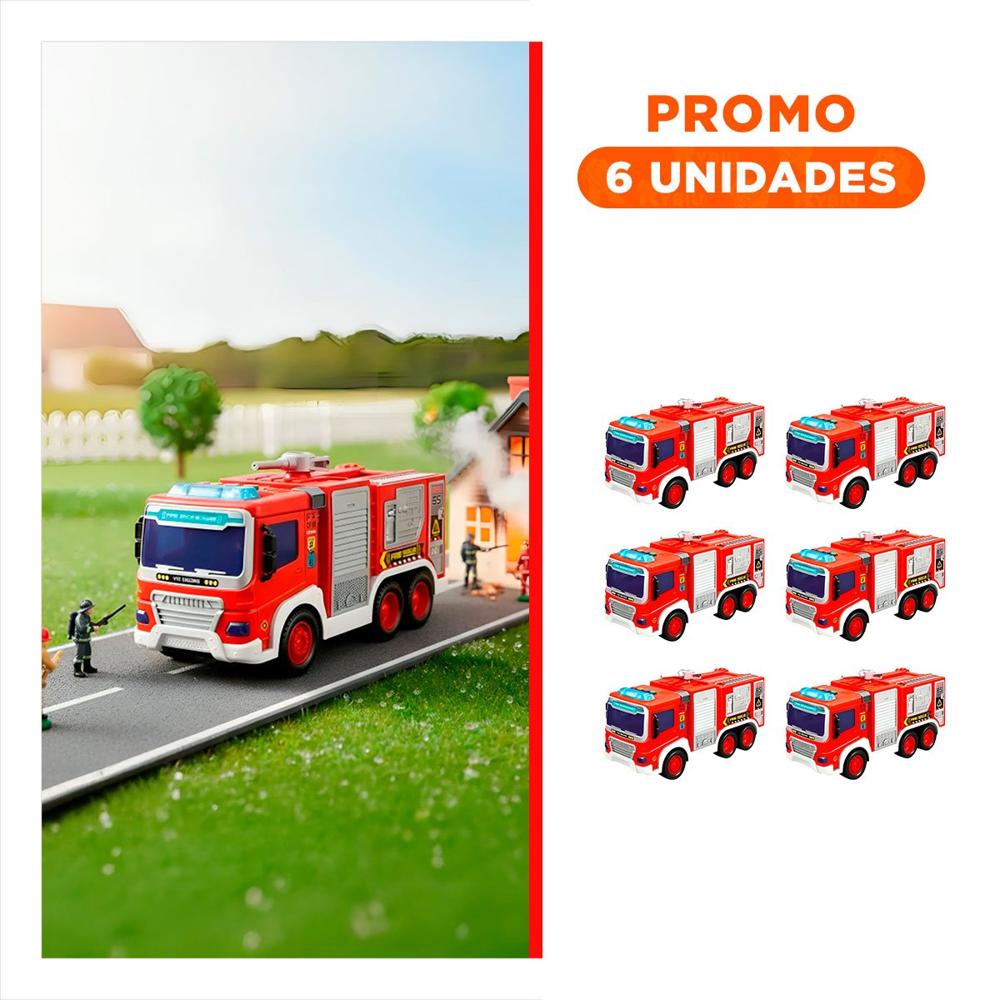 Pack6 Juguete de Rescate Bombero Rojo 30x11,5x13,5cm para Ninos