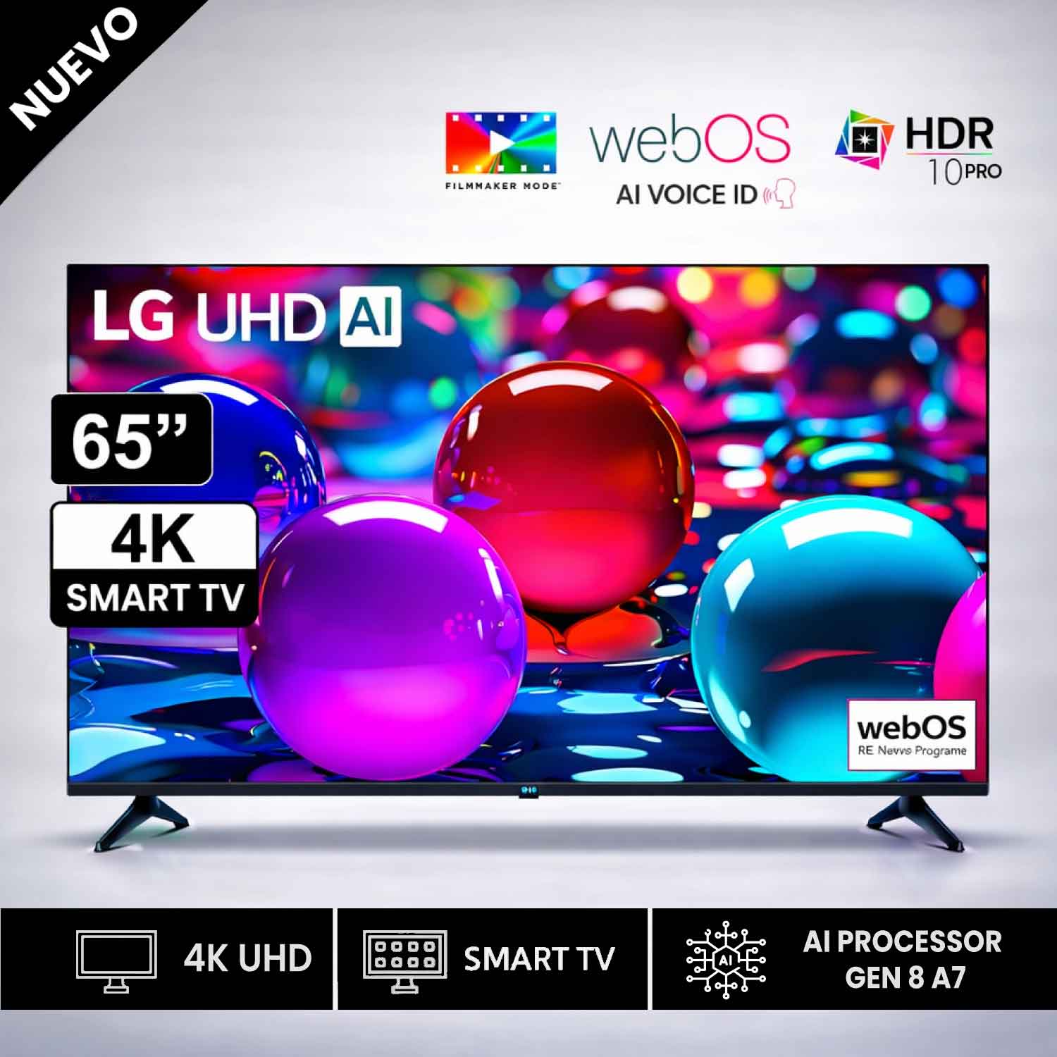 Televisor Lg 65 Pulg Ultra HD 4K AI ThinQ 65UA7300PSB Modelo 2025