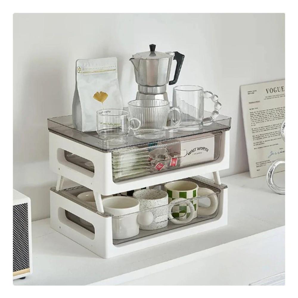Soporte Multifuncional de 2 Niveles para Te y Tazas Uso Diario 39.5x27x23.5cm