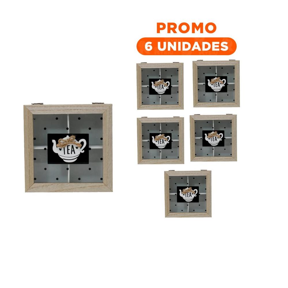 Pack6 Porta Te Organizador de Madera Multiuso para Cafe Blanco Decoracion Y+Regalo Sticker
