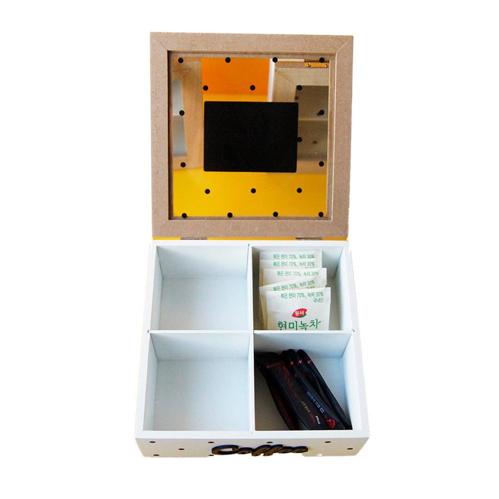 Caja Organizadora de Madera con Separadores para Te y Cafe Blanco Casa Festivo Y+Regalo Sticker
