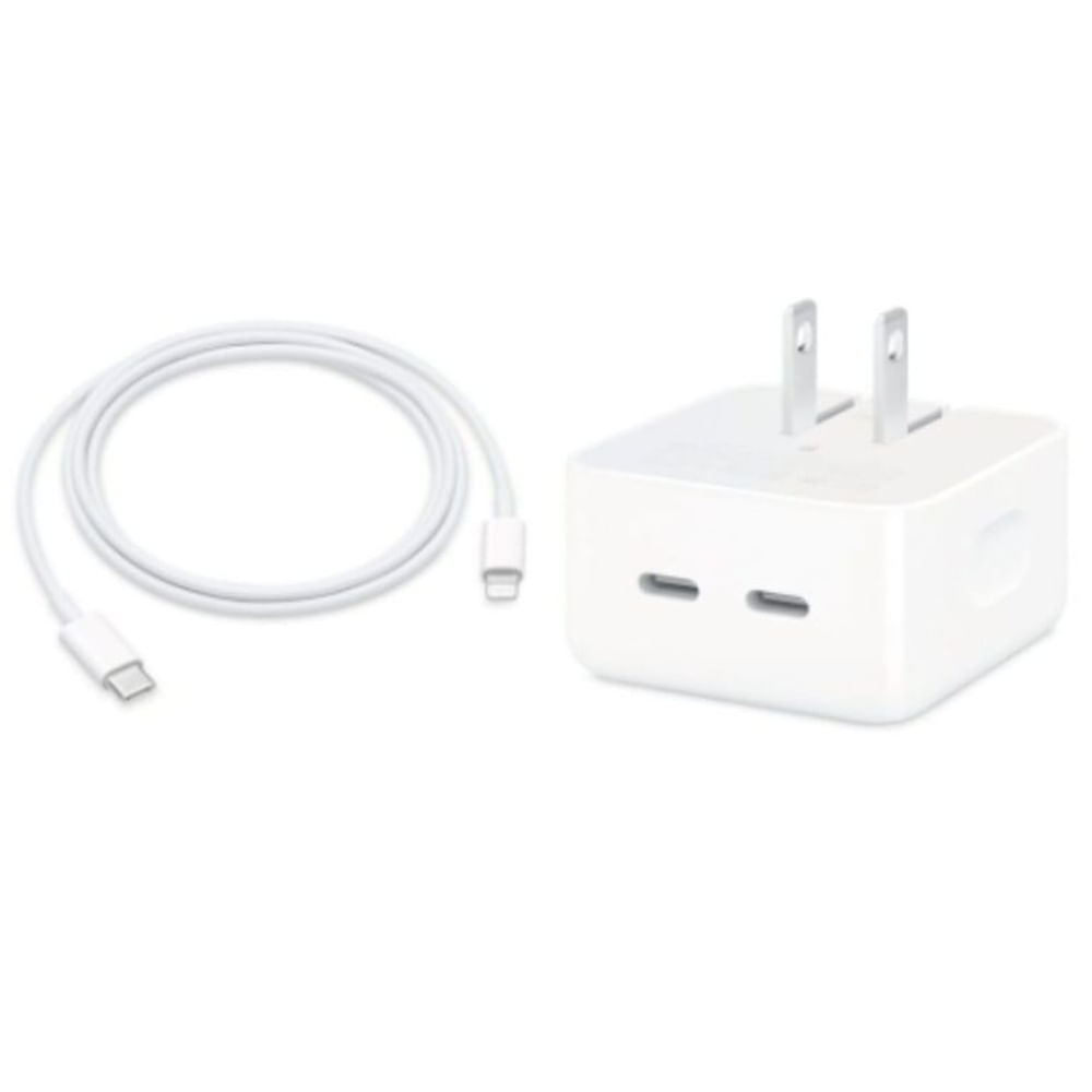 CARGADOR USB-C DUAL 35W PARA APPLE INCLUYE CABLE USB-C