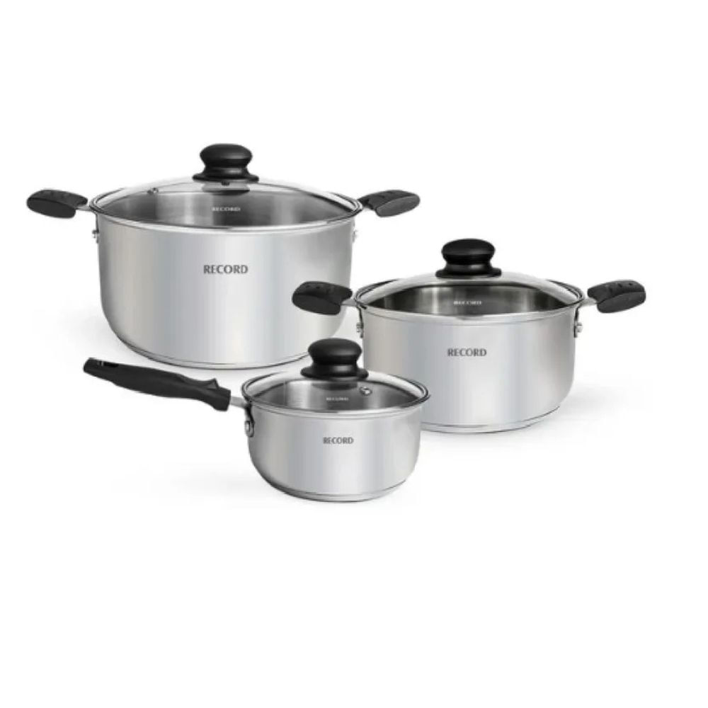 Juego De Ollas Record Noella Acero Inoxidable 6 Piezas - Plateado