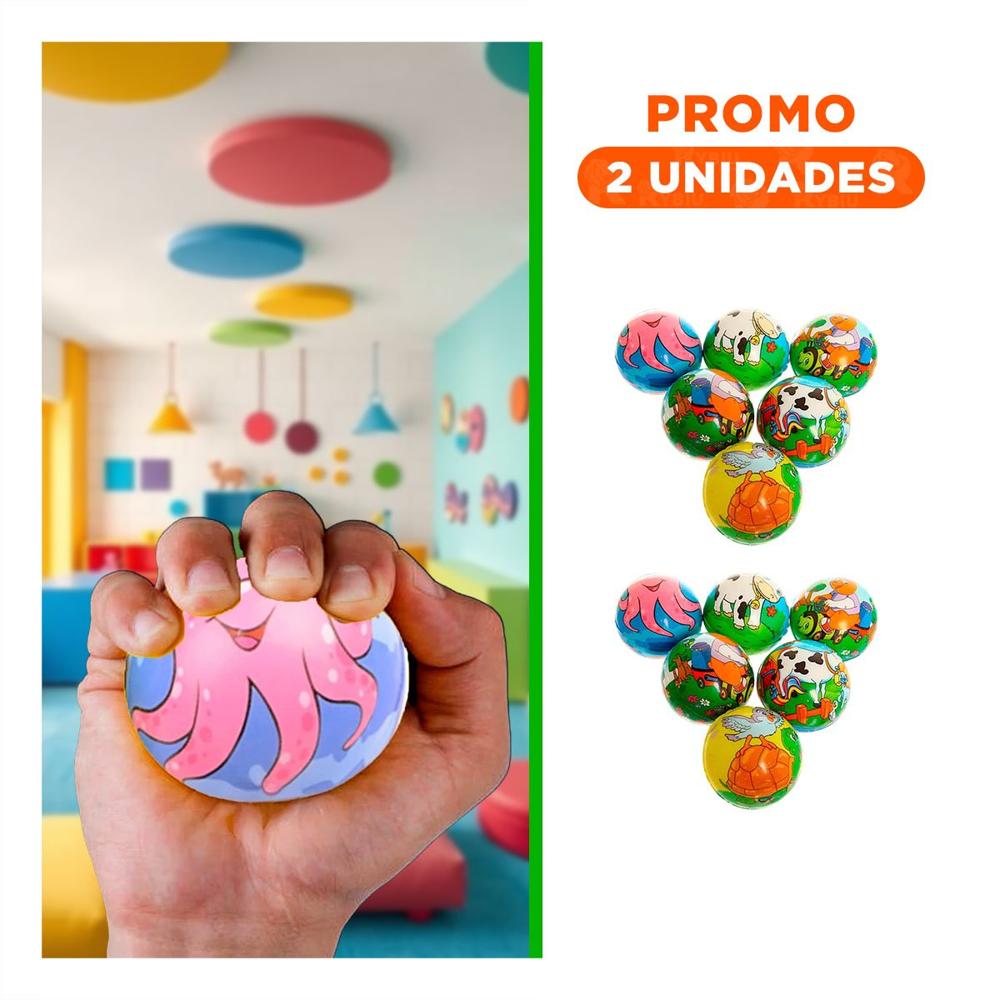 Pack2 Solucion de Pelotas Antiestres Set12 Animales Relajacion Y+Regalo Sticker