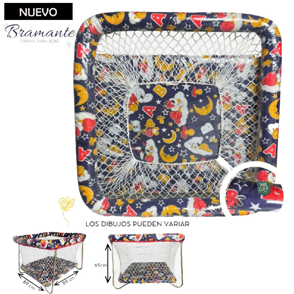 Corral  Plastificado Plegable Brama con Diseño 89cm de largo  alto 65 ng