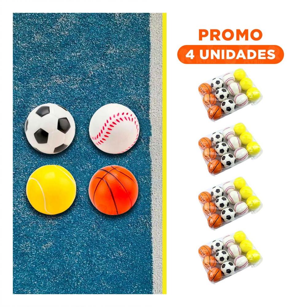 Pack4 Set Creativo de Pelotas Antiestres Set12 Deportivo para Relajacion Hogar