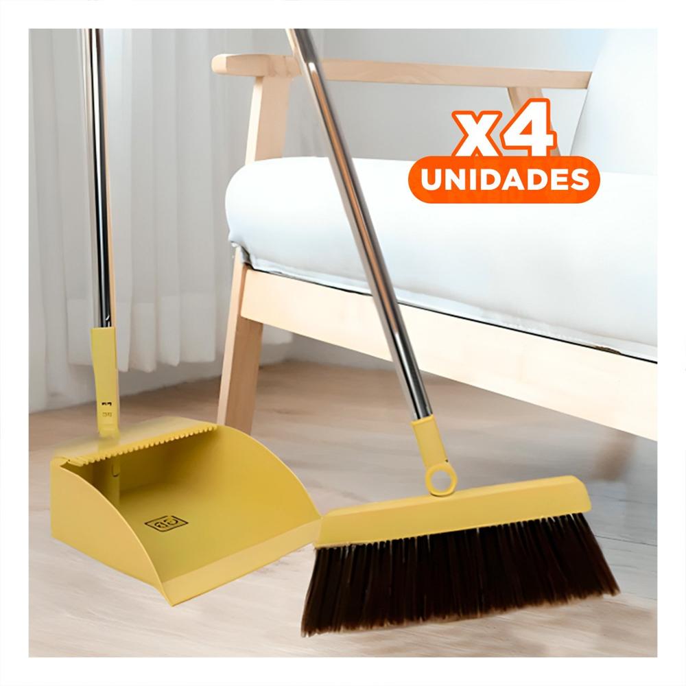 Pack4 Utensilio de Limpieza con Escoba y Recogedor Práctico y Ligero Pack4 Utensilio de Limpieza con Escoba y Recogedor Práctico y Ligero