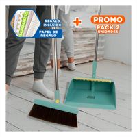 Pack2 Asistente con Recogedor Verde para Limpieza del Hogar Diario Y+Papel Regalo
