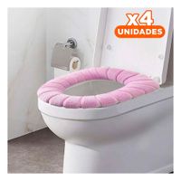 Pack4 Asiento Afelpado para Inodoro Suave Lavable y Comodo Diario Hogar