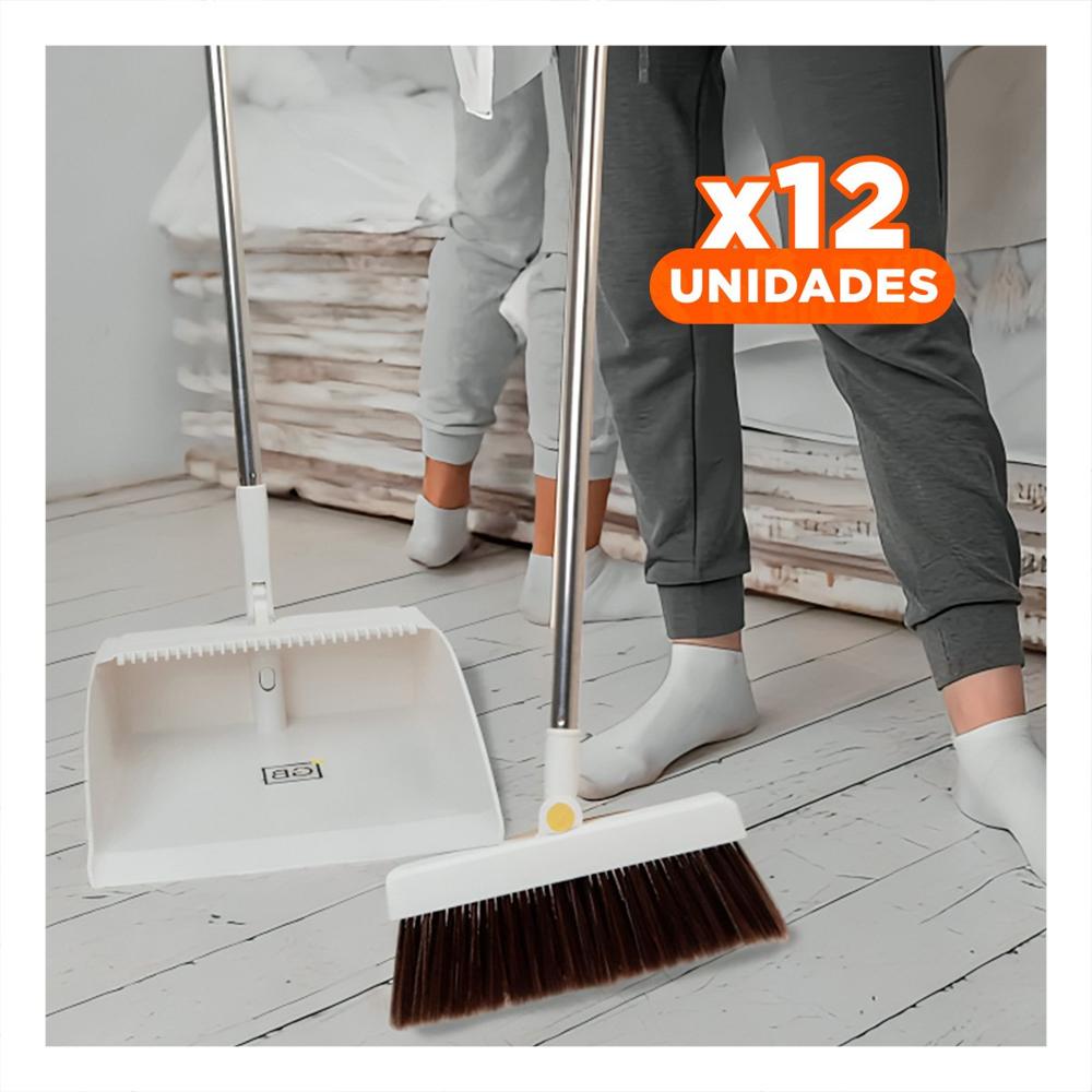 Pack12 Combo de Limpieza con Escoba y Recogedor Blanco para Limpieza Basica en Hogar Util Pack12 Combo de Limpieza con Escoba y Recogedor Blanco para Limpieza Basica en Hogar Util