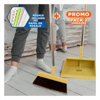 Pack2 Utensilio de Limpieza con Escoba y Recogedor Compacto para Casa Y+Papel Regalo