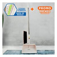 Pack12 Combo de Limpieza con Escoba y Recogedor Blanco para Pisos y Superficies Y+Papel Regalo