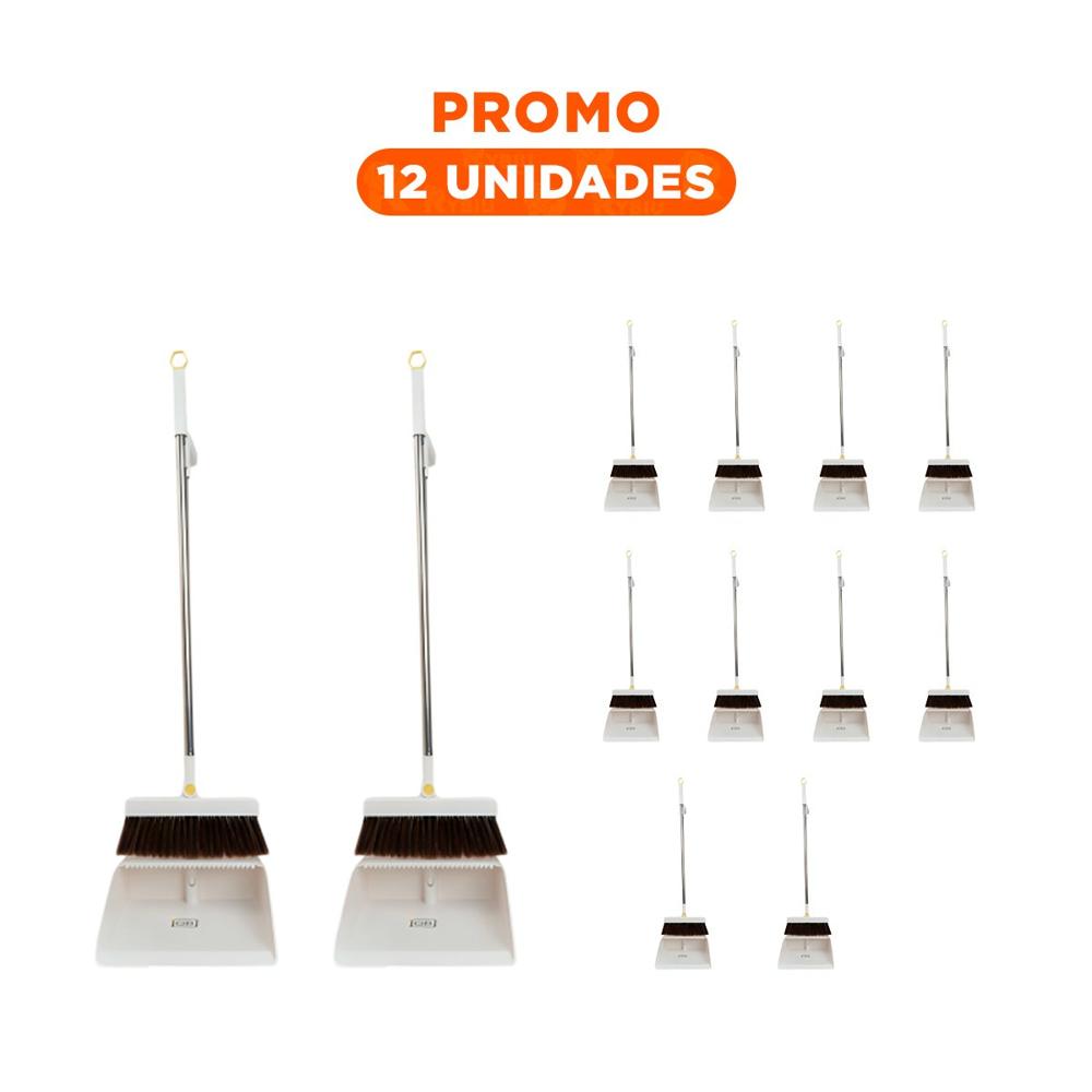 Pack12 Combo de Limpieza con Escoba y Recogedor Blanco para Limpieza Comoda Y+Regalo Sticker Pack12 Combo de Limpieza con Escoba y Recogedor Blanco para Limpieza Comoda Y+Regalo Sticker