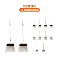 Pack12 Combo de Limpieza con Escoba y Recogedor Blanco para Limpieza Comoda Y+Regalo Sticker