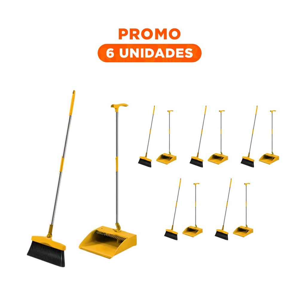 Pack6 Equipo de Limpieza con Escoba y Recogedor Multi Uso para Hogar