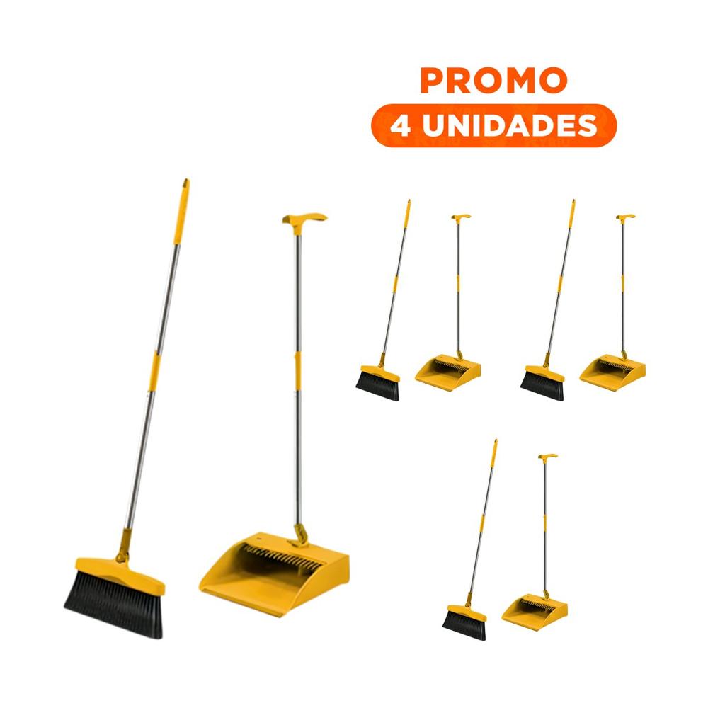 Pack4 Equipo de Limpieza con Escoba y Recogedor Facil de Usar Y+Regalo Sticker Pack4 Equipo de Limpieza con Escoba y Recogedor Facil de Usar Y+Regalo Sticker