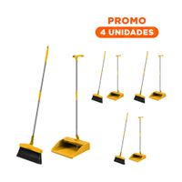 Pack4 Equipo de Limpieza con Escoba y Recogedor Facil de Usar Y+Regalo Sticker