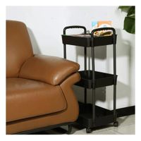 Soporte Multiuso 3 Niveles con Ruedas y Asas para Organizar Hogar Negro Y+Regalo Sticker