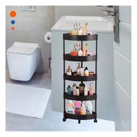 Soporte Esquinero Negro 5 Niveles con Ruedas Diseno Facil de Transportar Y+Regalo Sticker