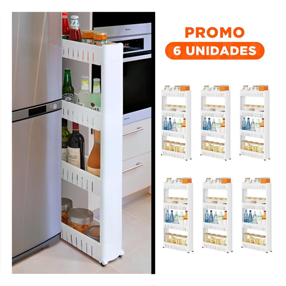Pack6 Soporte Lateral Delgado De 4 Niveles con Ranuras Blanco Plastico Pack6 Soporte Lateral Delgado De 4 Niveles con Ranuras Blanco Plastico