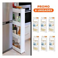 Pack6 Soporte Lateral Delgado De 4 Niveles con Ranuras Blanco Plastico