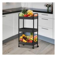 Soporte de Almacenamiento 3 Niveles con Ruedas y Asas Hogar Negro Y+Post It