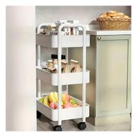 Repisa Organizador 3 Niveles con Ruedas y Asas en Plastico Blanco Hogar Y+Post It