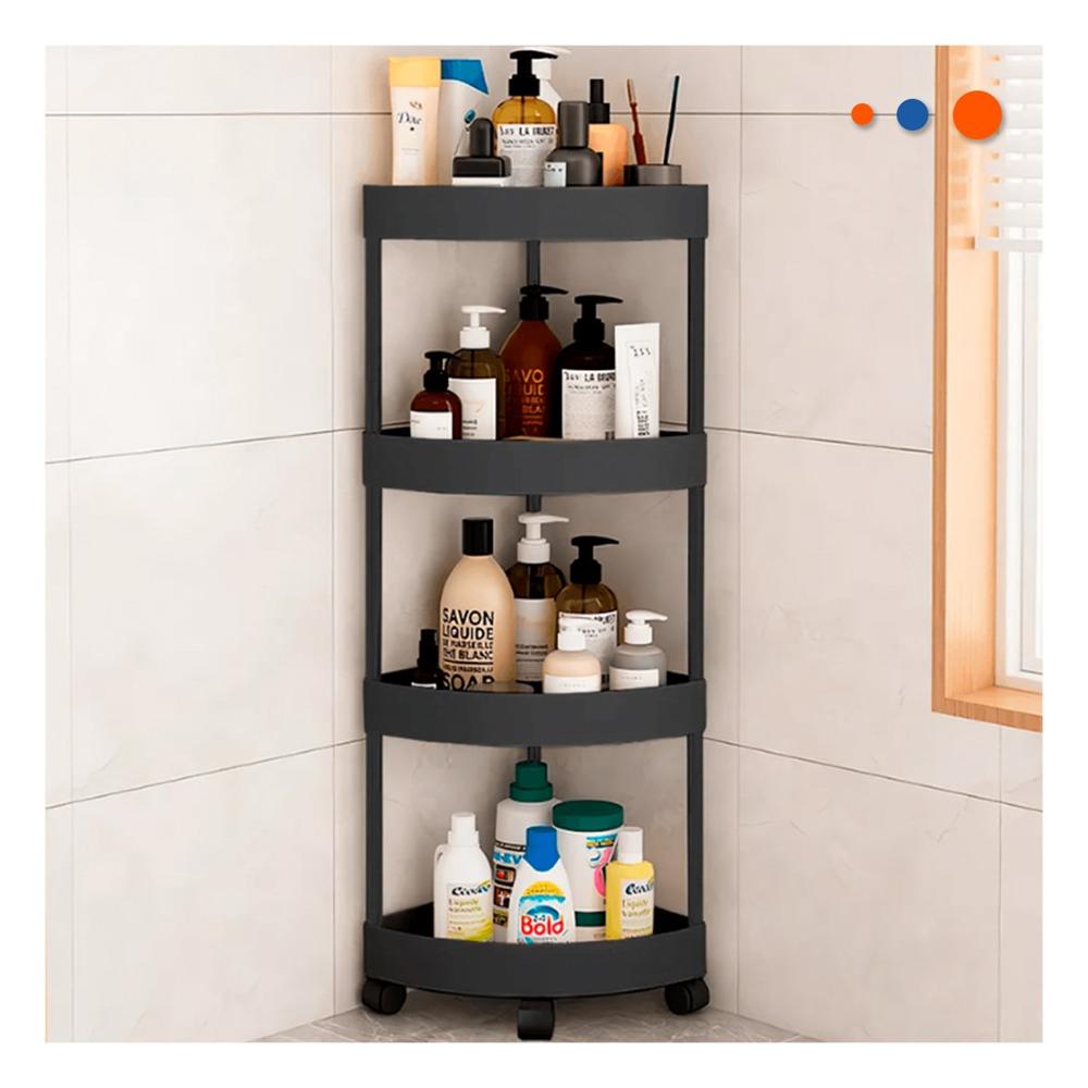 Mueble Esquinero De 4 Niveles con Ruedas Negro Practico para Espacios Y+Regalo Sticker Mueble Esquinero De 4 Niveles con Ruedas Negro Practico para Espacios Y+Regalo Sticker