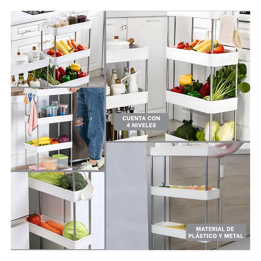 Plataforma de Cocina 4 Niveles con ruedas Delgado Blanco 90 X 13 X 40 Cm Plataforma de Cocina 4 Niveles con ruedas Delgado Blanco 90 X 13 X 40 Cm