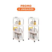 Pack2 Mueble Auxiliar de Cocina 4 Niveles con ruedas Delgado Blanco 90 X 13 X 40 Cm