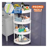 Pack6 Estanteria Angular De 4 Niveles con Ruedas Blanco Estructura Firme