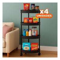 Pack4 Organizador Esquinero De 4 Niveles con Ruedas Negro Uso Versatil Y+Papel Regalo