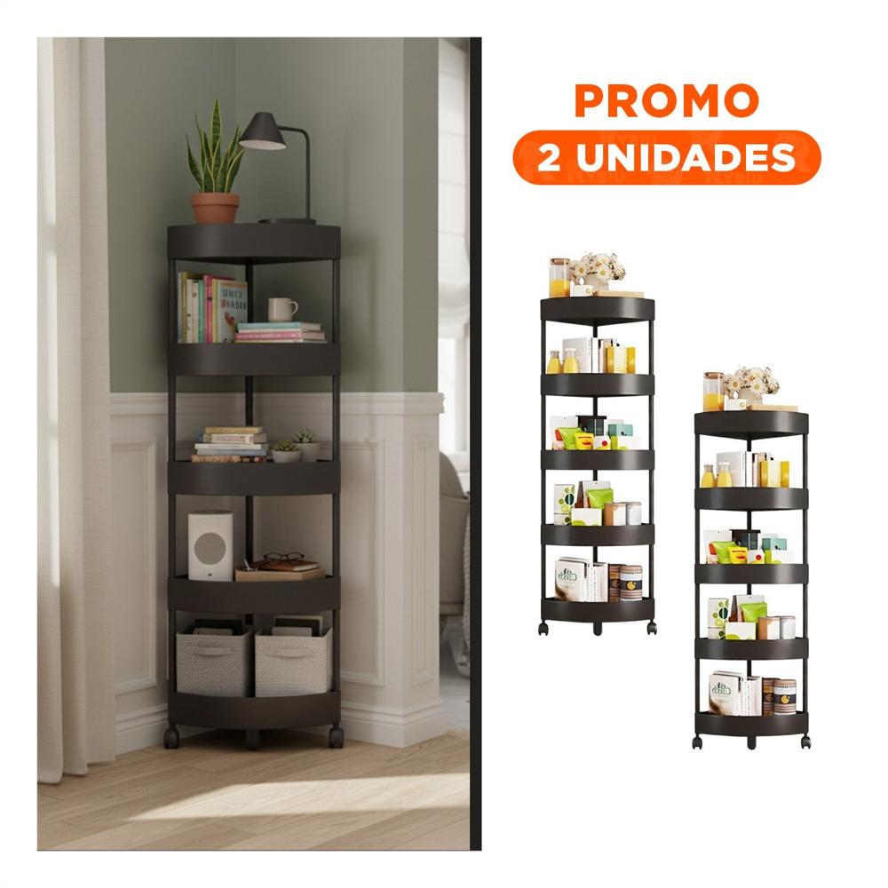 Pack2 Soporte Esquinero Negro 5 Niveles con Ruedas Funcional para Mantener Orden y Limpieza Pack2 Soporte Esquinero Negro 5 Niveles con Ruedas Funcional para Mantener Orden y Limpieza