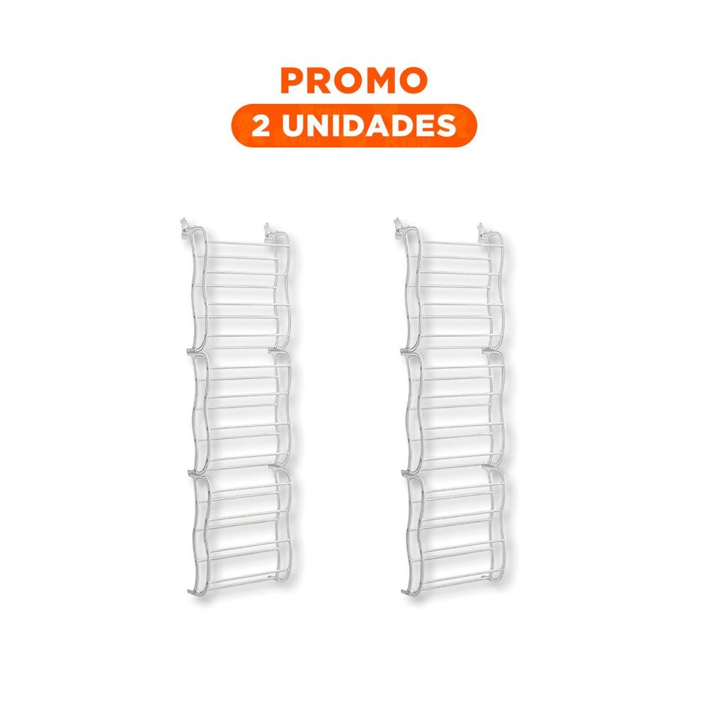 Pack2 Colgador Vertical de Puerta para 36 Pares Calzado Blanco Orden Interior