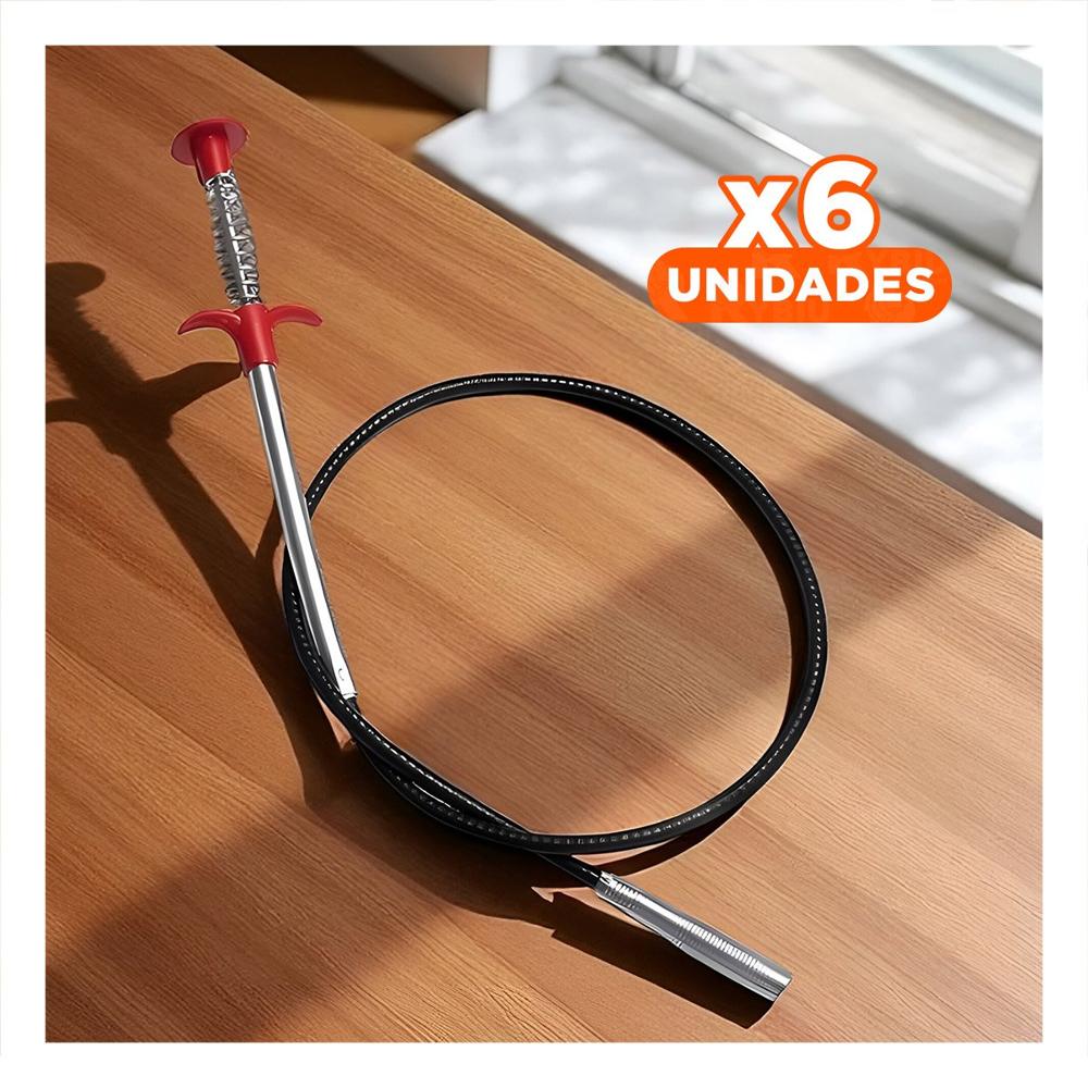 Pack6 Cable de Limpieza Intensiva para Conductos de Drenaje Negro Y+Papel Regalo