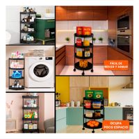 Mueble Esquinero De 4 Niveles con Ruedas Negro Diseno Compacto para Espacio Seguro