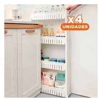 Pack4 Torre Lateral Delgado De 4 Niveles Diseno Rayado Blanco Plastico Y+Papel Regalo