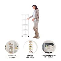 Rinconero Versatil 5 Niveles Con Ruedas Blanco Funcional y Suave Para Uso Diario Y+Ligas Regalo