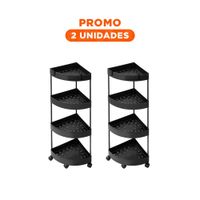 Pack2 Organizador Esquinero De 4 Niveles con Ruedas Negro Diseno Funcional