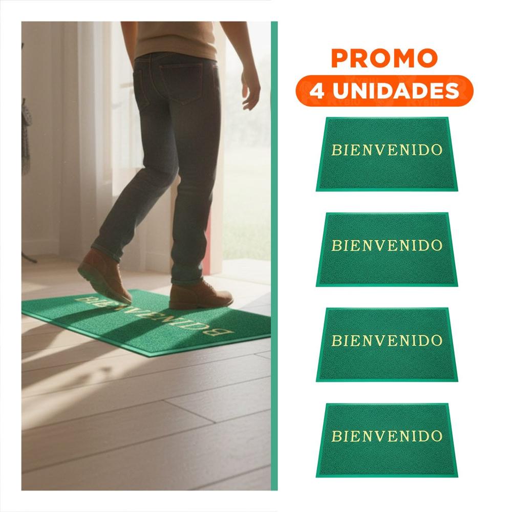 Pack4 Tapiz Rectangular Bienvenido Verde para Entrada y Acceso Principal Y+Regalo Sticker Pack4 Tapiz Rectangular Bienvenido Verde para Entrada y Acceso Principal Y+Regalo Sticker
