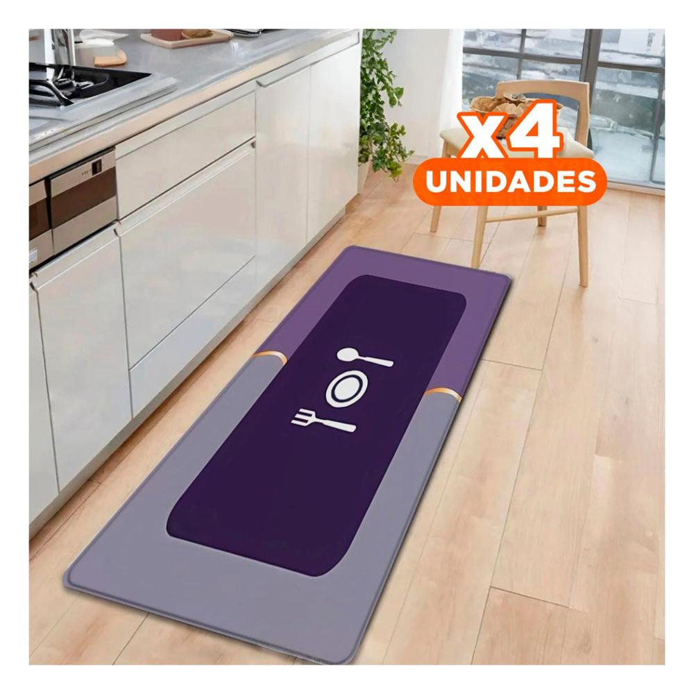 Pack4 Base de Piso Antideslizante para Cocina y Ambientes del Hogar Morado Y+Papel Regalo