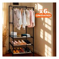 Pack6 Caja Organizadora 3 Niveles con Perchera Doble para Interior Negro Y+Papel Regalo