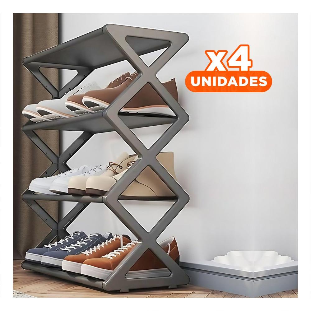 Pack4 Soporte Auxiliar De Calzado 4 Niveles Color Plomo Y+Papel Regalo