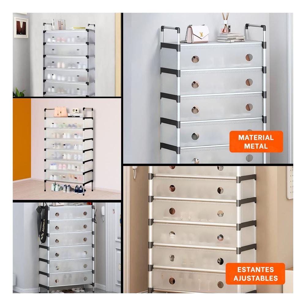 Organizador de Calzado 6 Niveles Todo Cerrado Blanco Transparente Hogar