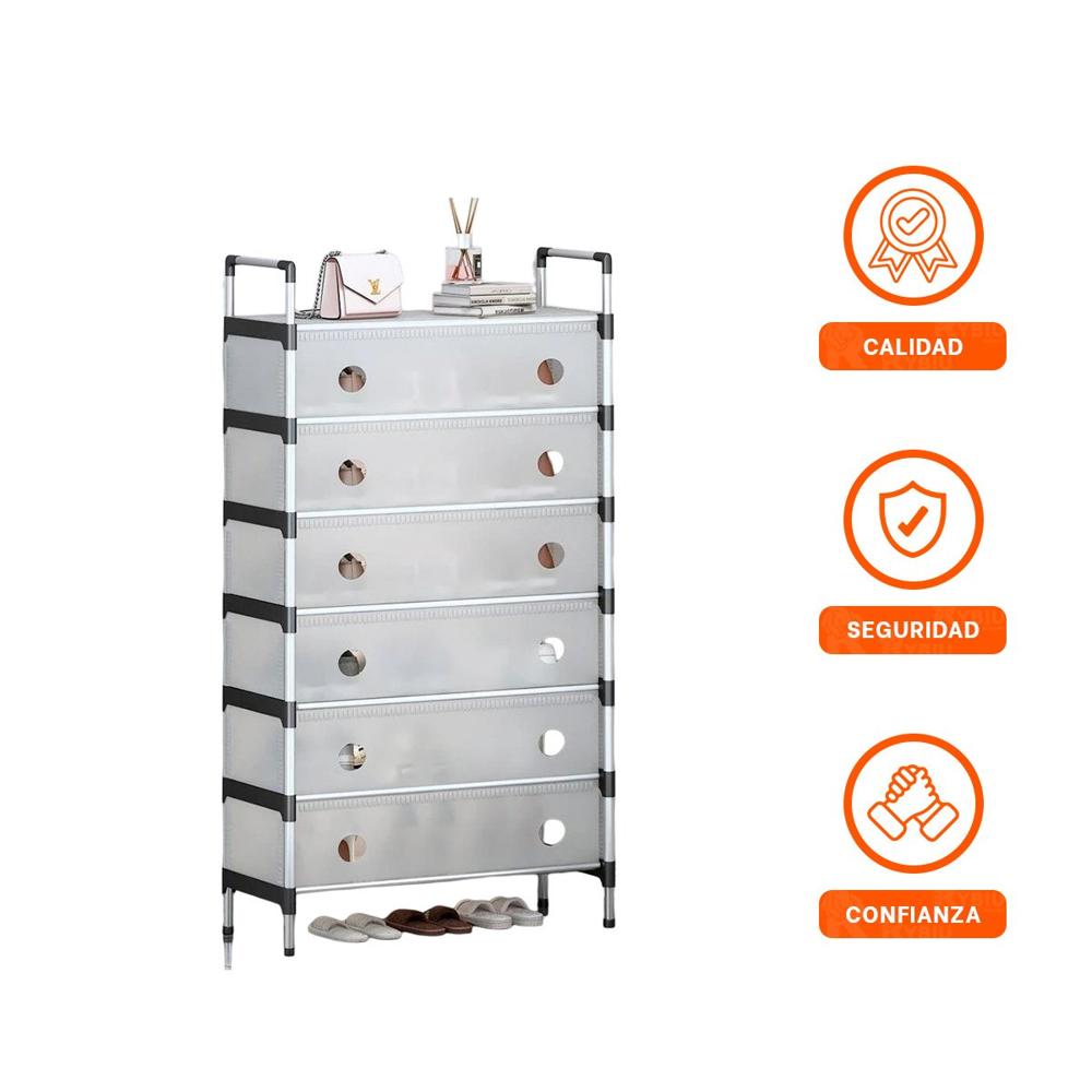 Organizador de Calzado 6 Niveles Todo Cerrado Blanco Transparente Firme Y+Ligas Regalo Organizador de Calzado 6 Niveles Todo Cerrado Blanco Transparente Firme Y+Ligas Regalo